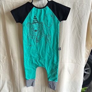 Rags to Raches- 12-18 month Teal and Black Birthday Bear Design